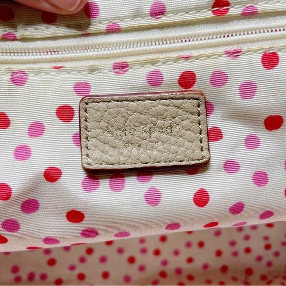 Kate Spade Bexley Anisha Pebbled Leather Turnlock Satchel Bag Nude Tan - Picture 8 of 8